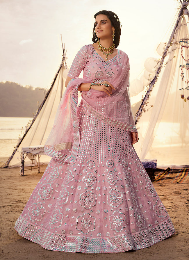 Blush Pink Embroidered Lehenga Choli ...